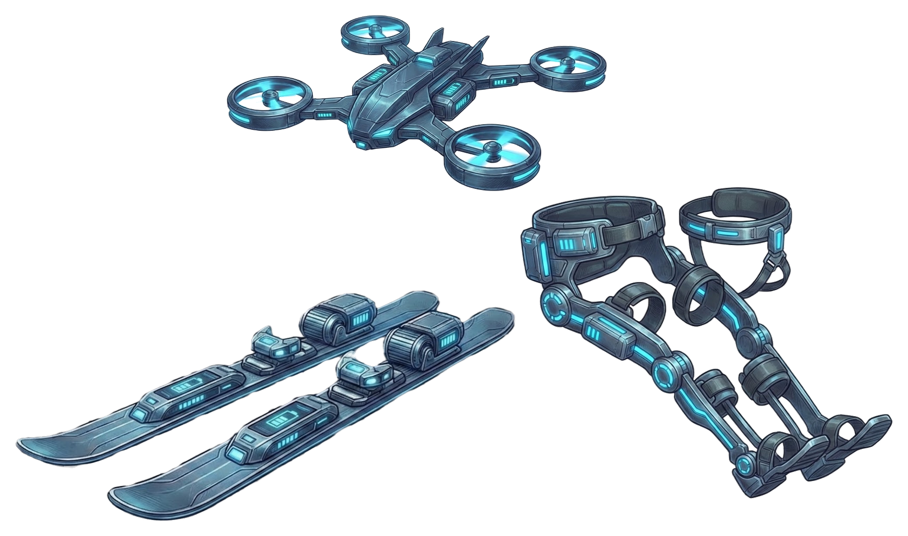 Autonomous Drone, Exoskeleton & Electric Skis